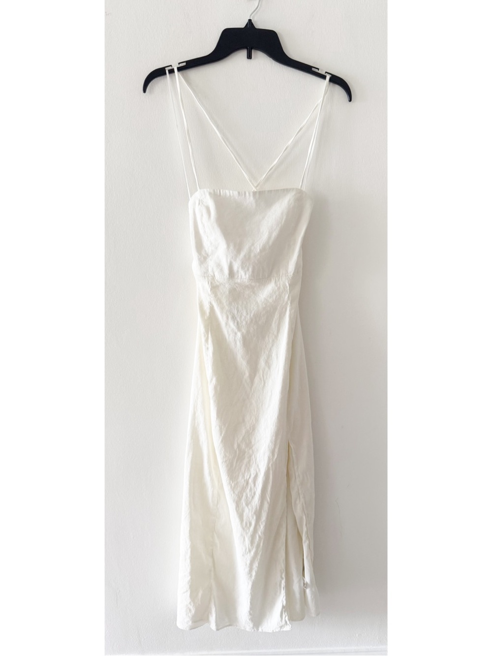 Zara White Linen-Blend Strappy Back Front Slit Midi Dress Size Small (S) - Picture 4 of 11